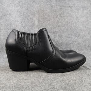 Wear Ever Shoes Womens 7.5 Ankle Bootie Sedona Fashion Black Side Zip Block Heel